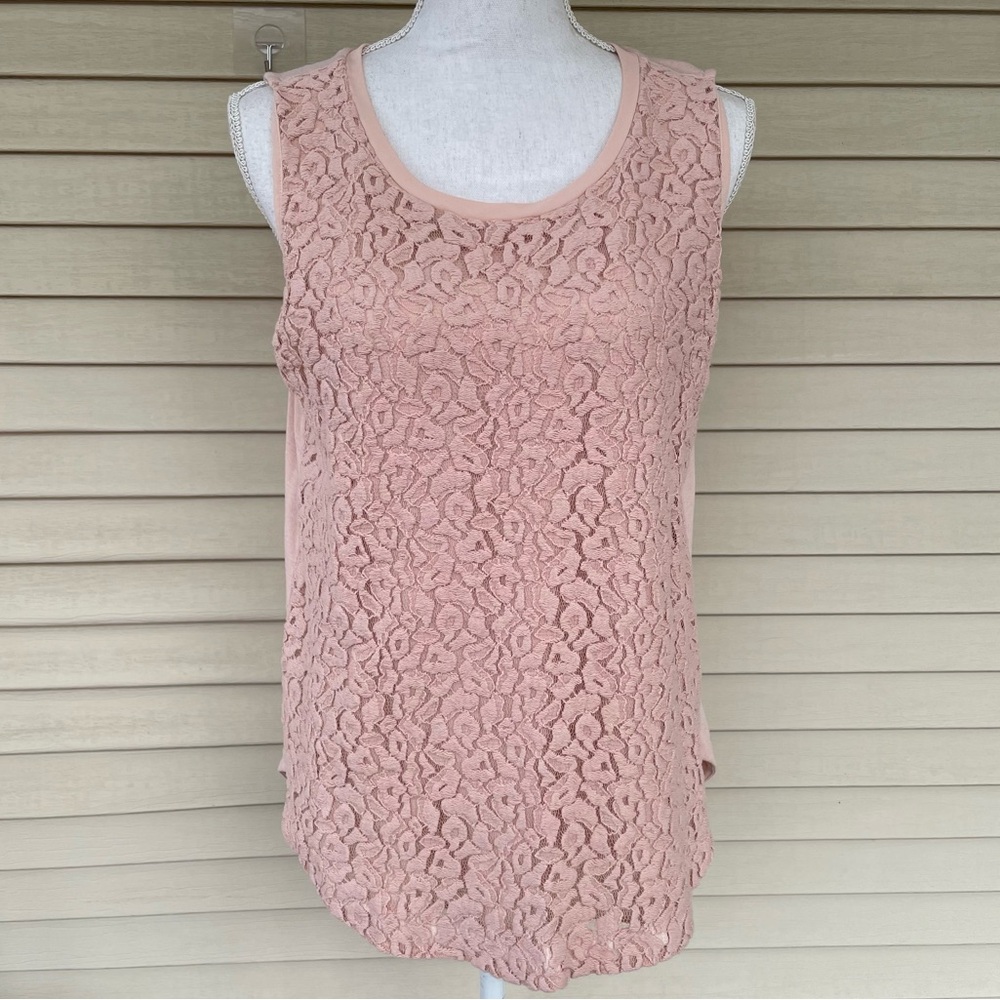 LOFT Pink Lace Sleeveless Top